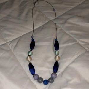Ann Taylor Blue and Silver Beaded Necklace